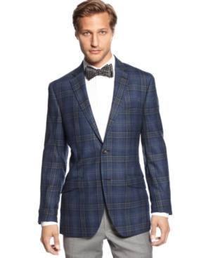 Tallia Jacket, Navy Windowpane Sportcoat Slim Fit