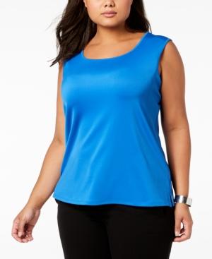 Kasper Plus Size Scoop-neck Shell