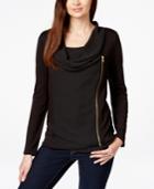Inc International Concepts Cowl-neck Zipper Cardigan, Only At Macy's