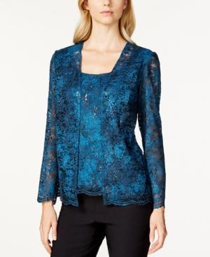 Alex Evenings Ombre Sequin Lace Jacket And Shell