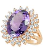 Amethyst (9 Ct. T.w.) And Diamond (1-5/8 Ct. T.w.) Cocktail Ring In 14k Rose Gold