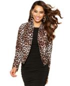 Thalia Sodi Leopard-print Cropped Scuba Blazer