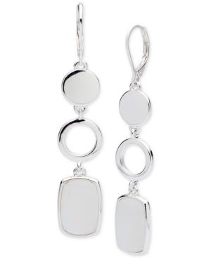 Nine West Silver-tone Mother-of-pearl Stone Drop Earrings