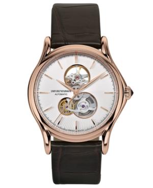 Emporio Armani Swiss Men's Classic Automatic Brown Alligator Leather Strap Watch 42mm