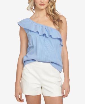 1.state Pinstripe One-shoulder Flounce Top