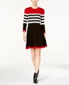 Jessica Howard Fit & Flare Colorblock-striped Sweater Dress