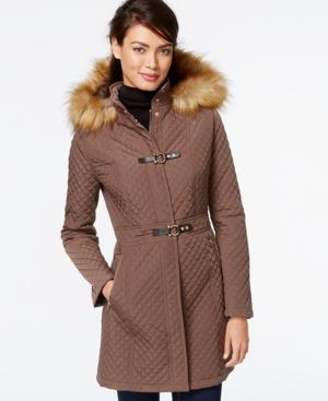 Ivanka Trump Faux-fur-trim Quilted Buckle Coat