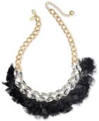 Kate Spade New York Gold-tone Crystal & Feather Statement Necklace, 16 + 3 Extender