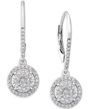 Diamond Cluster Drop Earrings (1/3 Ct. T.w.) In Sterling Silver