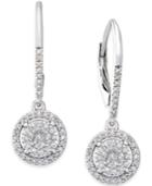 Diamond Cluster Drop Earrings (1/3 Ct. T.w.) In Sterling Silver