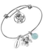 Unwritten Wish Upon A Starfish Charm And Amazonite (8mm) Bangle Bracelet In Stainless Steel