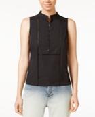 Armani Exchange Sleeveless Crochet-detail Shirt