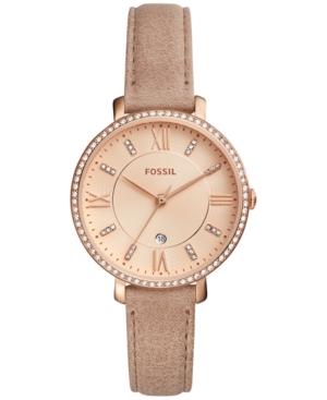 Fossil Women's Jacqueline Beige Leather Strap Watch 36mm