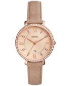 Fossil Women's Jacqueline Beige Leather Strap Watch 36mm
