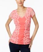 Inc International Concepts Embroidered Lace Blouse, Created For Macy's
