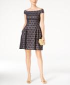 Vince Camuto Off-the-shoulder Jacquard Fit & Flare Dress