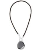 Robert Lee Morris Soho Silver-tone Leather Stone Pendant Necklace