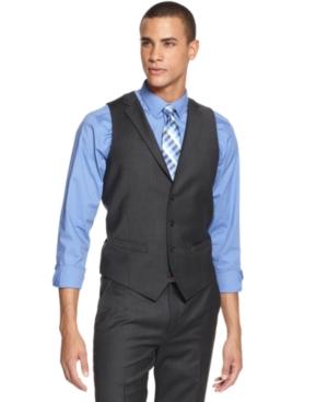 Alfani Red Charcoal Plaid Slim-fit Vest