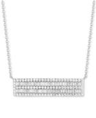 Tiara Cubic Zirconia Horizontal Bar 18 Pendant Necklace In Sterling Silver