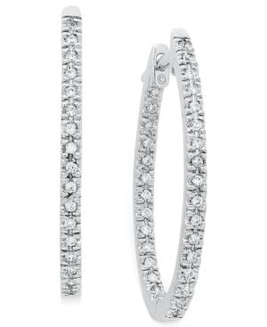 Diamond Earrings, 14k White Gold Diamond Oval In And Out Hoop Earrings (1/2 Ct. T.w.)