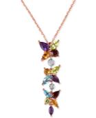 Multi-gemstone (2-9/10 Ct. T.w.) And Diamond Accent Lariat Necklace In 14k Rose Gold