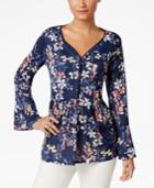 Style & Co Peplum Lantern-sleeve Top, Only At Macy's