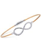 Charriol Women's Laetitia White Topaz-accent Infinity Two-tone Pvd Stainless Steel Bendable Cable Bangle Bracelet
