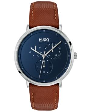 Hugo Men's #guide Ultra Slim Brown Leather Strap Watch 40mm