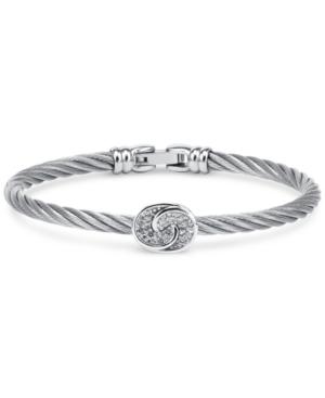 Charriol White Topaz Bangle Bracelet (1/4 Ct. T.w.) In Sterling Silver & Stainless Steel