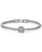Charriol White Topaz Bangle Bracelet (1/4 Ct. T.w.) In Sterling Silver & Stainless Steel