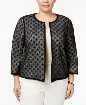 Kasper Plus Size Open-front Lace Blazer