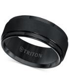 Triton Brush Finish Edged Comfort Fit Band In Tungsten Carbide