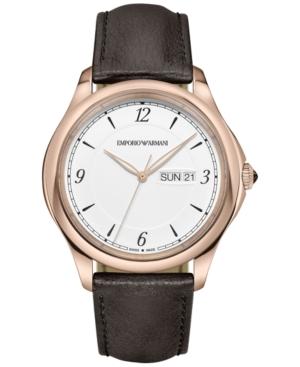 Emporio Armani Men's Swiss Esedra Brown Leather Strap Watch 43mm Ars8601
