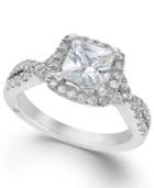 Marchesa Certified Diamond Twist Shank Engagement Ring In 18k White Gold (1-1/3 Ct. T.w.)