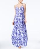 B Darlin Juniors' Floral-print Pleated Maxi Dress