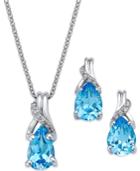 Blue Topaz (2-5/8 Ct. T.w.) And Diamond Accent Jewelry Set In Sterling Silver