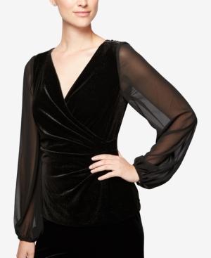 Alex Evenings Velvet Illusion Poet-sleeve Blouse