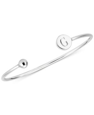 Sarah Chloe Initial Cuff Elle Bangle Bracelet In Sterling Silver