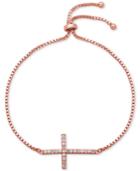 Giani Bernini Cubic Zirconia Cross Slider Bracelet In 18k Rose Gold-plated Sterling Silver, Only At Macy's