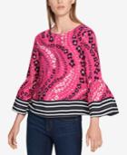 Tommy Hilfiger Printed Bell-sleeve Top, Created For Macy's