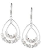 Nine West Silver-tone Beaded Teardrop Orbital Drop Earrings