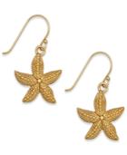 Textured Starfish Drop Earrings In 24k Gold Over Sterling Silver