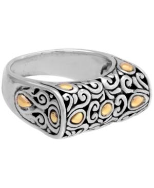Bali Heritage Classic Sterling Silver Ring Embellished By 18k Gold Accents