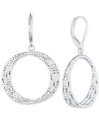 Anne Klein Silver-tone Ridged Drop Hoop Earrings