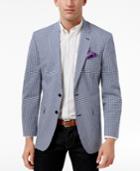 Tommy Hilfiger Men's Classic-fit White And Blue Gingham Stretch Performance Sport Coat