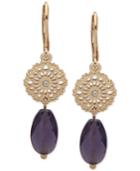 Lonna & Lilly Gold-tone Pave Disc & Bead Double Drop Earrings