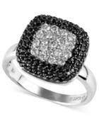 Effy Final Call White And Black Diamond Square Ring (3/4 Ct. T.w.) In 14k White Gold