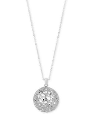 Touch Of Silver Silver-tone Crystal Filigree Ball Pendant Necklace