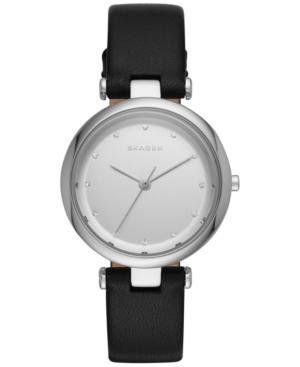Skagen Women's Tanja Black Leather Strap Watch 30mm Skw2467