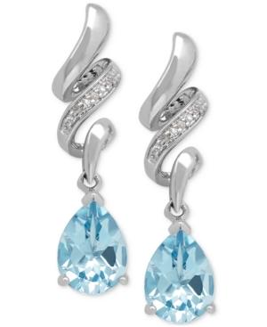 Aquamarine (1-7/8 Ct. T.w.) And Diamond Accent Twist Drop Earrings In Sterling Silver